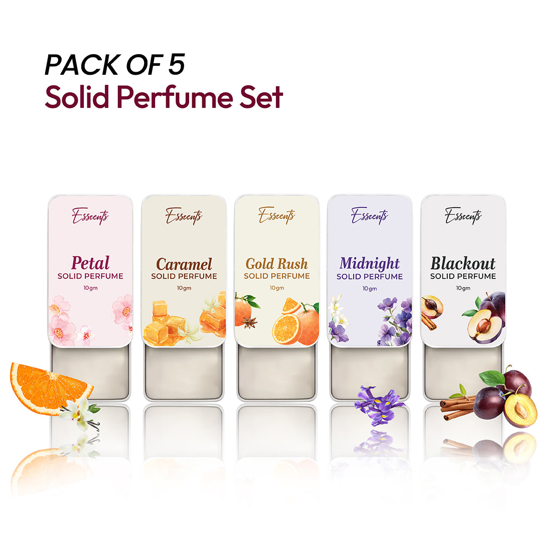 Esscents - Pack of 5 Solid Perfume | Travel & Pocket Friendly